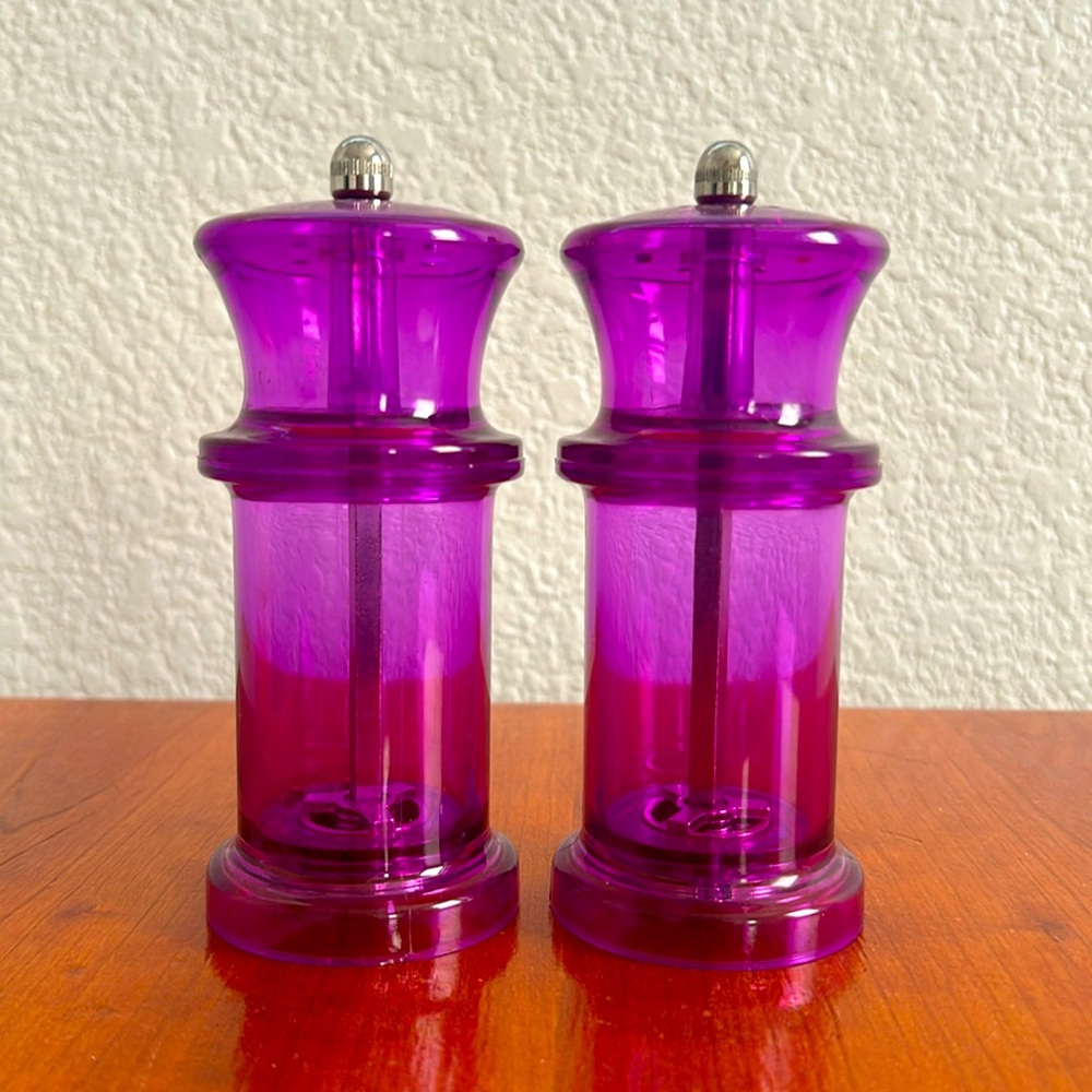 Beautiful Acrylic and Metal Purple Shakers Lot of 2